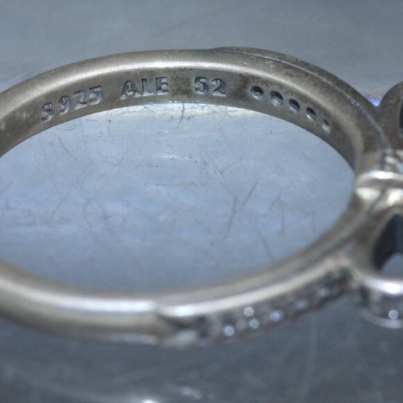 Pandora - Vintage Sterling Silver CZ Bow Ring - Size 6 - Picture 7 of 7